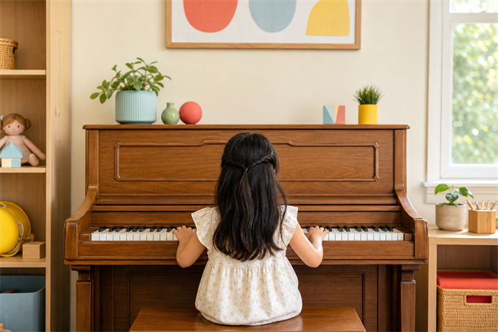 ピアノを弾く子どものレッスン風景